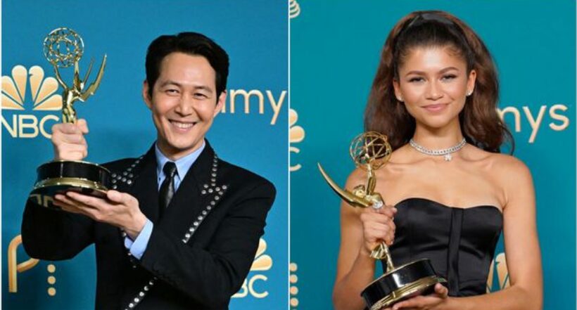 Imagen de algunos ganadores de los Premios Emmys 2022, a propósito que Zendaya y 'El juego del calamar' hacen historia