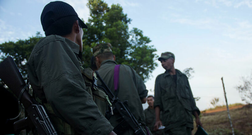 Guerrilleros durante diálogos de paz con la guerrilla de las Farc.