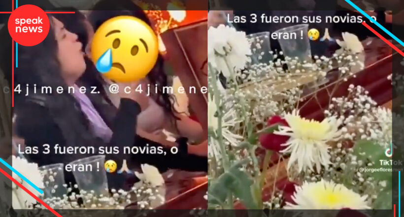 Imagen del funeral de un joven se hizo viral porque sus 3 novias fueron juntas y abrazadas