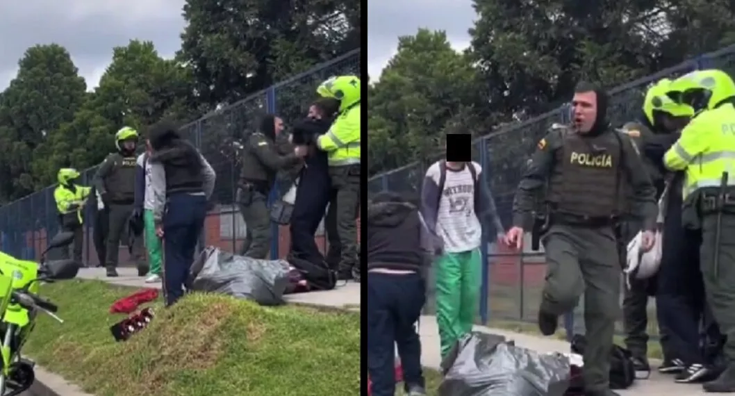 Video de policía golpeando a un joven afuera de colegio en Bogotá