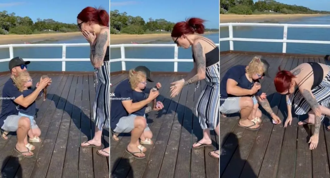 Fotos de la propuesta de matrimonio en Australia que terminó con el anillo en el mar.
