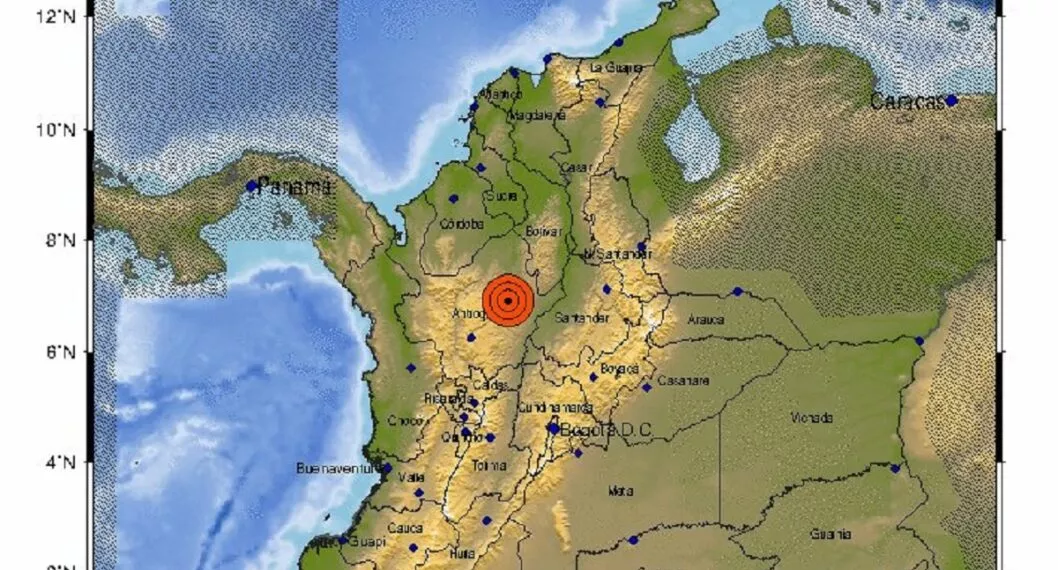 Ubicación del temblor de la noche de este 20 de septiembre del 2022 en Colombia.