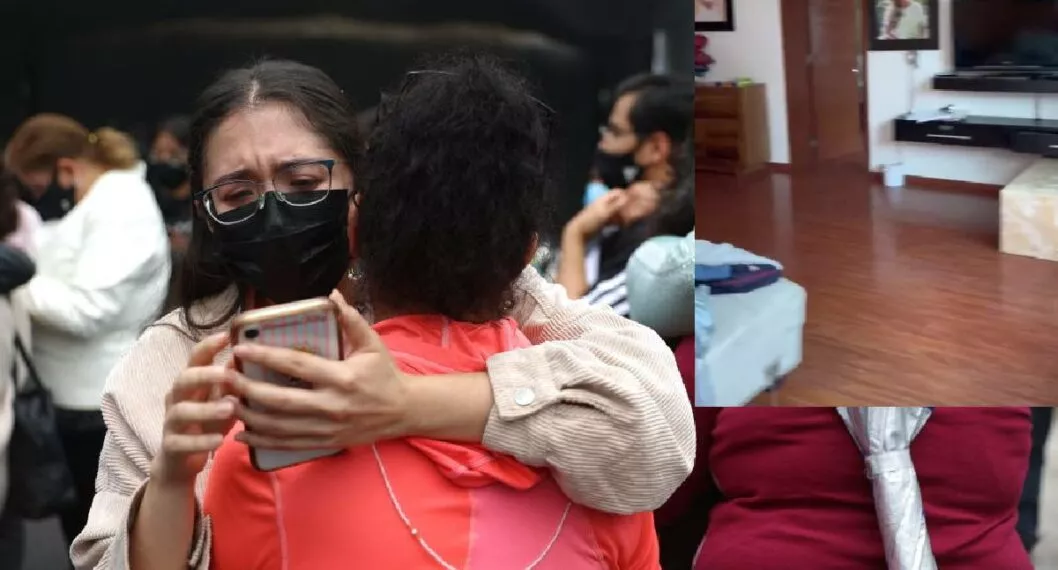 Foto de gente abrazándose después del temblor de México