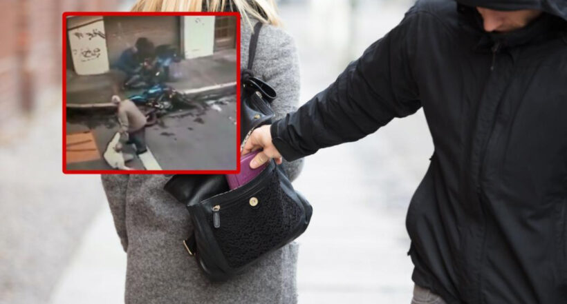 Imagen de referencia y captura de pantalla del robo en Bogotá en el que mujeres cogieron a golpes al ladrón.