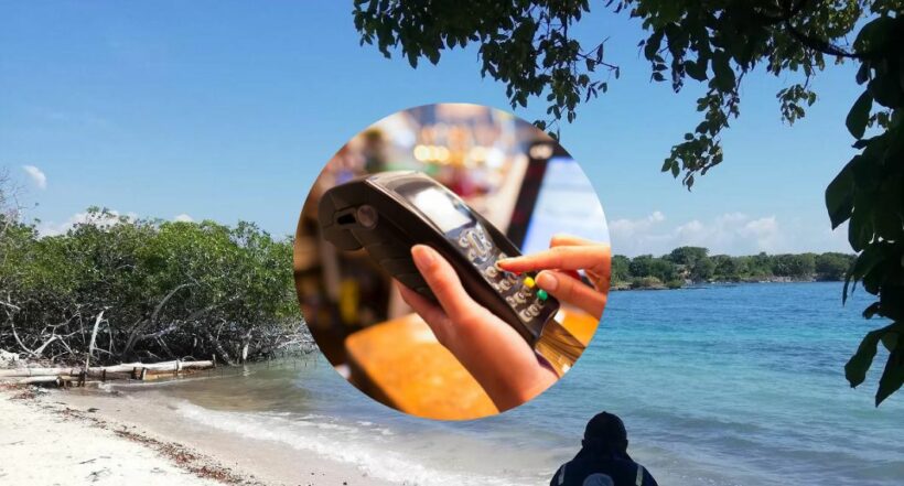 Fotos de playa y datáfono, en nota de queja de estafa en Barú por pago más de 4 millones de pesos que hizo brasileño