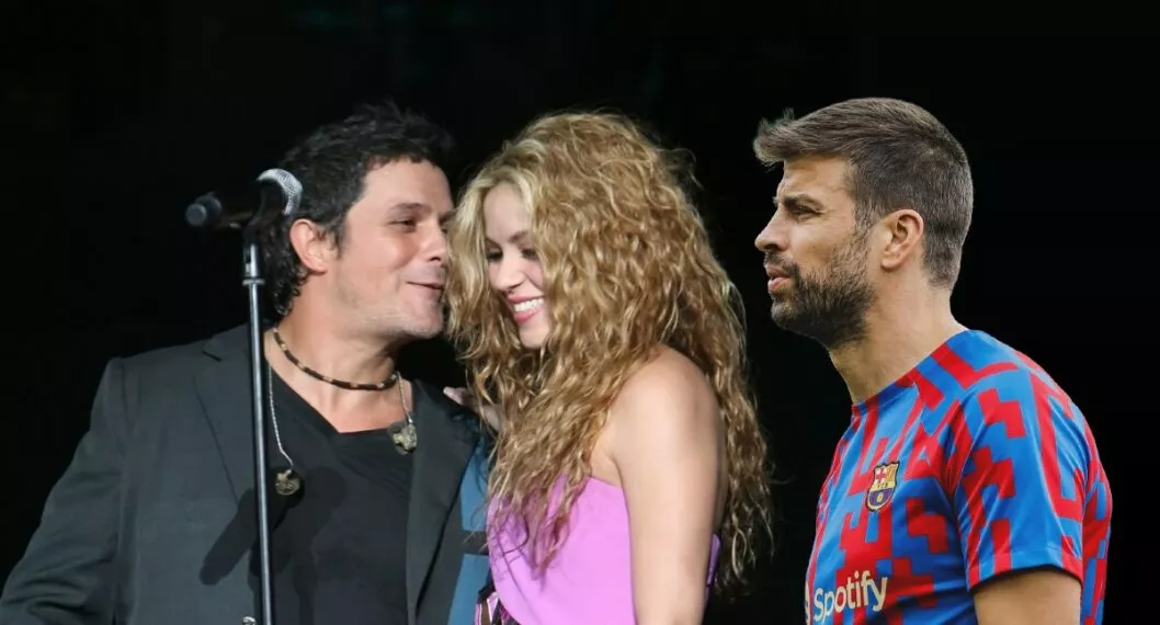 Shakira con Alejandro Sanz, a quien destacadó cuando hablaba de si tiene nuevo novio y su separación con Gerard Piqué, que aparece detrás de ella en la foto.