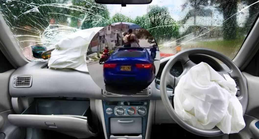 Foto de carro estrellado y carro en Bucaramanga, en nota de Accidente de tránsito de carro de alta gama en Bucaramanga; revelan video previo.