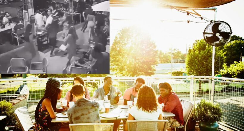 Foto de personas en una terraza de restaurante.