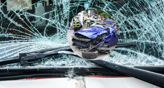 Fotos de choque de carro y de Jaguar accidentado en Bicaramanga, en nota de Accidente de tránsito de Jaguar en Bucaramanga tuvo fea escena luego del choque.