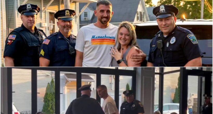 Fotos del hombre que fingió arresto para pedir matrimonio en Estados Unidos.