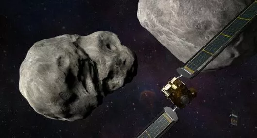 Imagen de lo que captó el Jamess Webb y Hubble del impacto de DART contra un asteroide