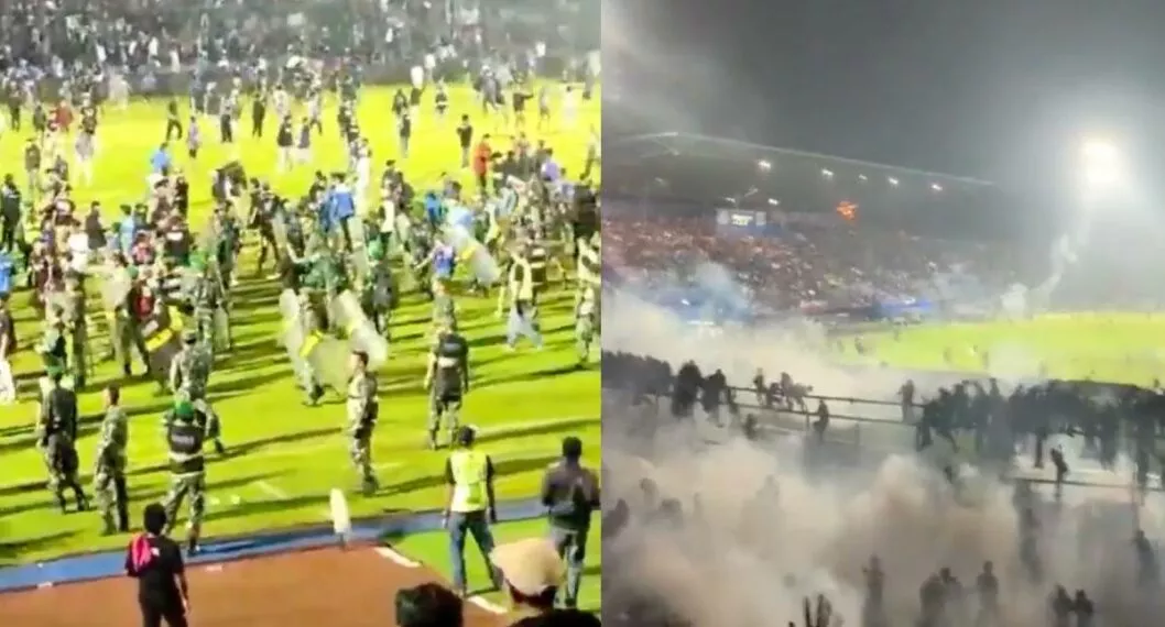 Fotos de imágenes de pelea en estadio de indonesia.