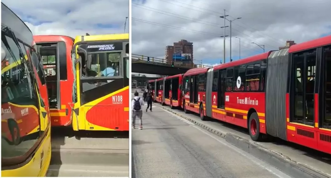 Video del accidente de Transmilenio en Bogotá hoy: choque entre tres buses pudo ser peor.