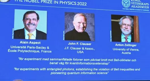 Alain Aspect, John Clauser y Anton Zeilinger, ganadores del Premio Nobel de Física. 