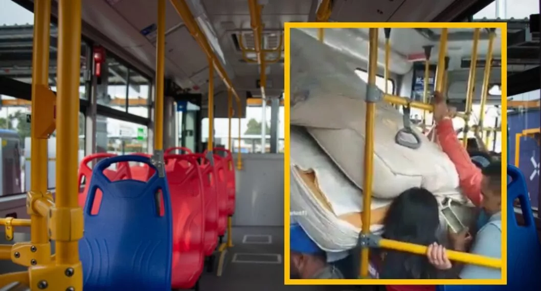[Video] Con colchón incluido, personas hicieron trasteo en bus del SITP; iba repleto