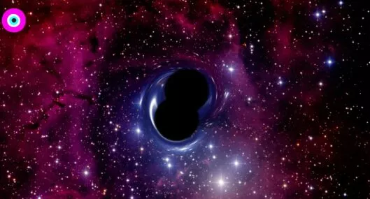 Imagen del caso en donde dos agujeros negros supermasivos colisionarán y se podrá ver en la Tierra