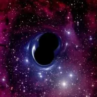 Imagen del caso en donde dos agujeros negros supermasivos colisionarán y se podrá ver en la Tierra
