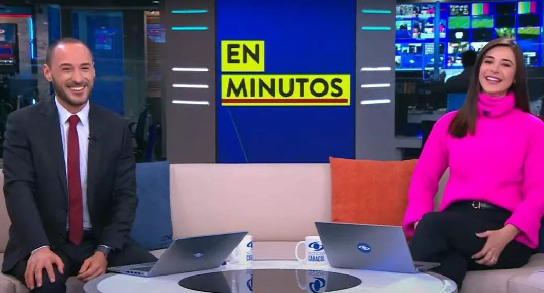 Foto de Andrés Montoya y Alejandra Giraldo, en nota de periodista en Noticias Caracol falló en vivo y presentadores se rieron (video).