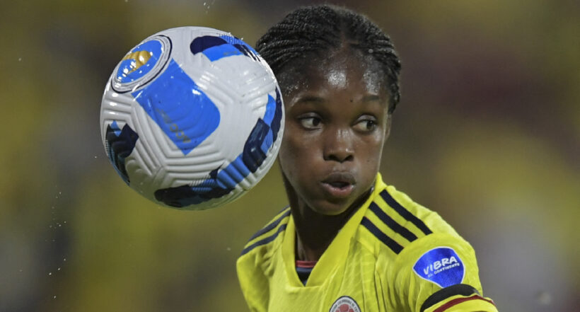 Colombia's Linda Caicedo is seen during the Conmebol 2022 women's Copa America football tournament final match between Colombia and Brazil at the Alfonso Lopez stadium in Bucaramanga, Colombia, on July 30, 2022. (Photo by Raul ARBOLEDA / AFP)