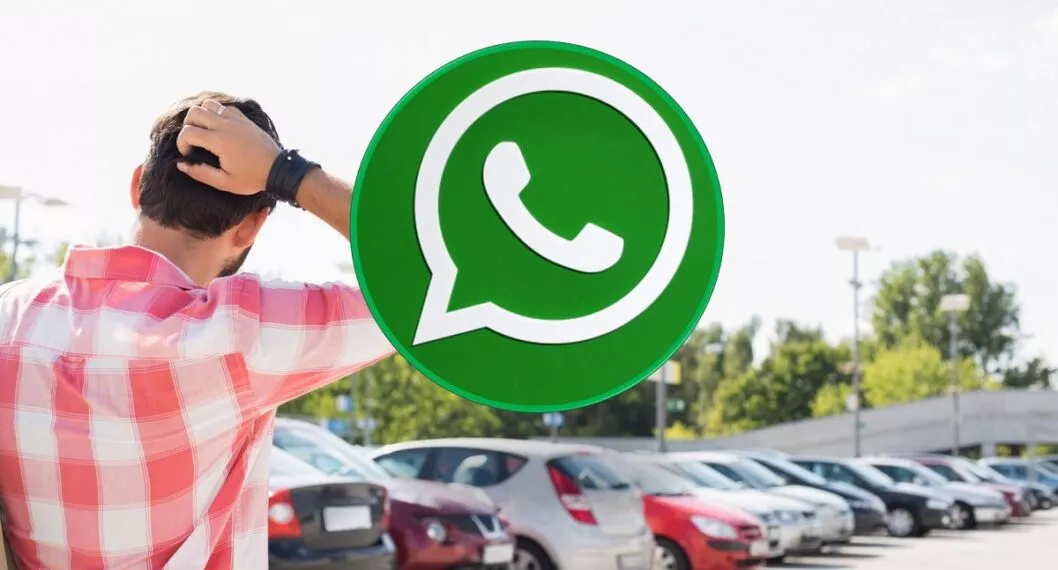 Persona confundida en un parqueadero ilustra nota sobre truco con WhatsApp para encontrar el carro