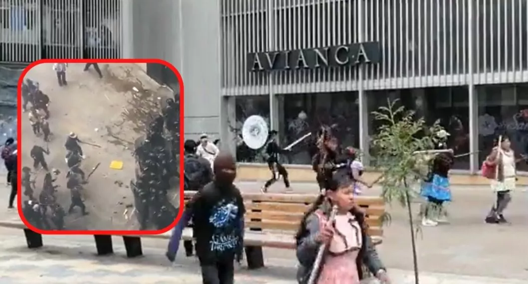 Este 19 de octubre se desató una batalla campal en el centro de Bogotá entre indígenas y agentes de la Policía y el Esmad.
