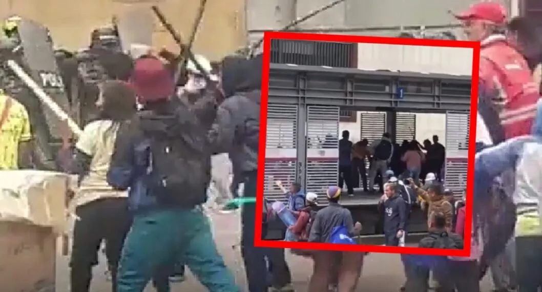 Relato de patrullera atacada en estación de Transmilenio durante protestas del 19 de octubre (Bogotá).
