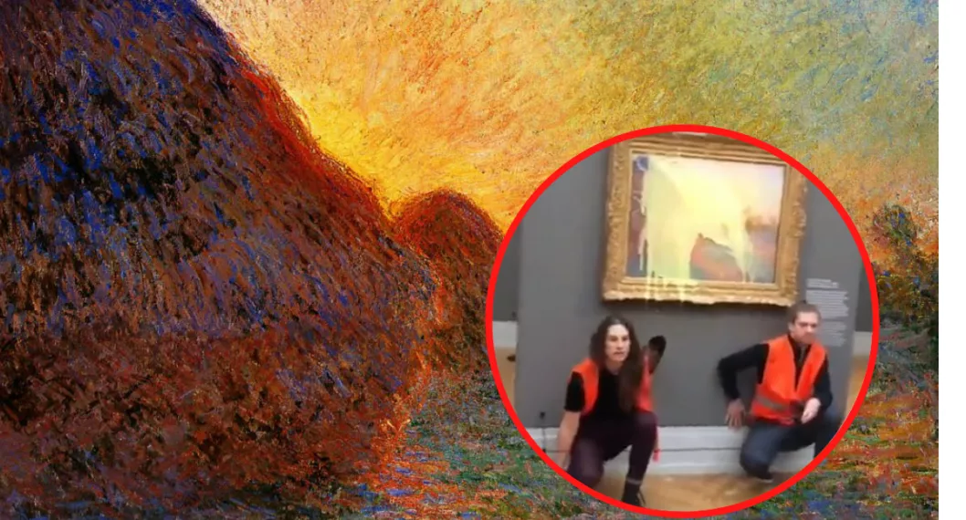 [Video] Activistas lanzanr puré de papa a obra de Monet en Alemania. Por ello, el museo de Potsdam cerrará por una semana, mientras analizan los riesgos.