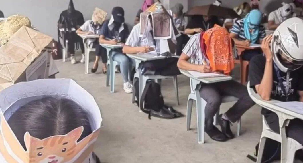 Una profesora se las ingenió con sombreros antitrampas para que sus alumnos no se copien durante los exámenes. 