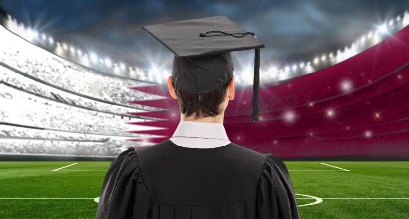 Estadio y graduado ilustra nota sobre futbolistas del Mundial Qatar 2022 que tienen carreras universitarias