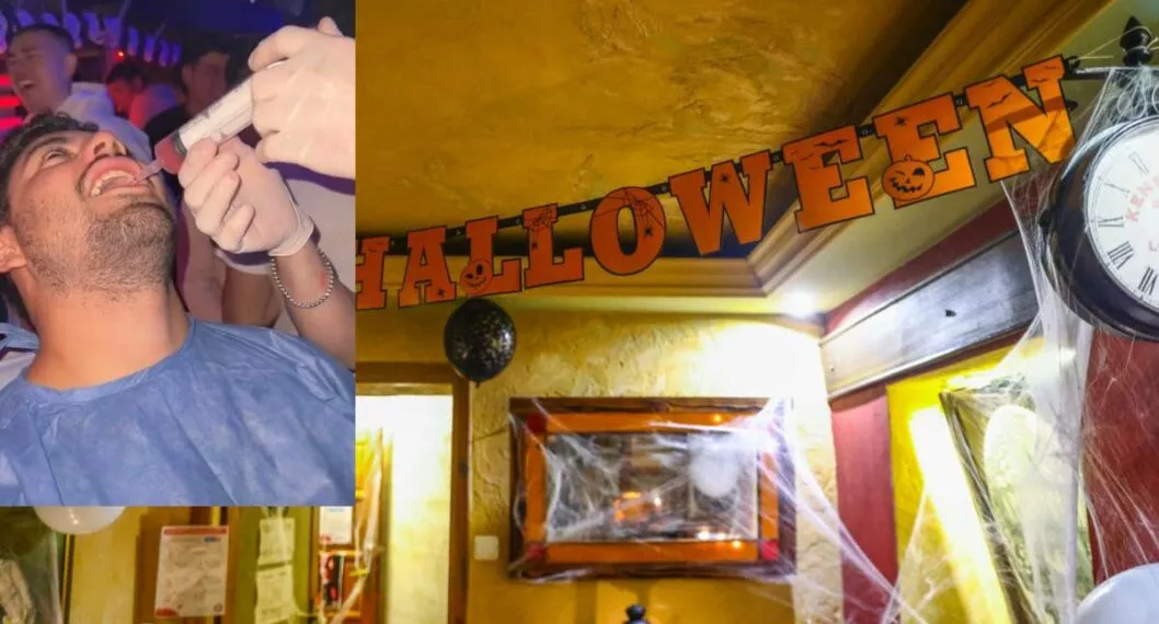 Foto de una fiesta de 'Halloween' a propósito de un joven que asistió a una, con la pierna rota