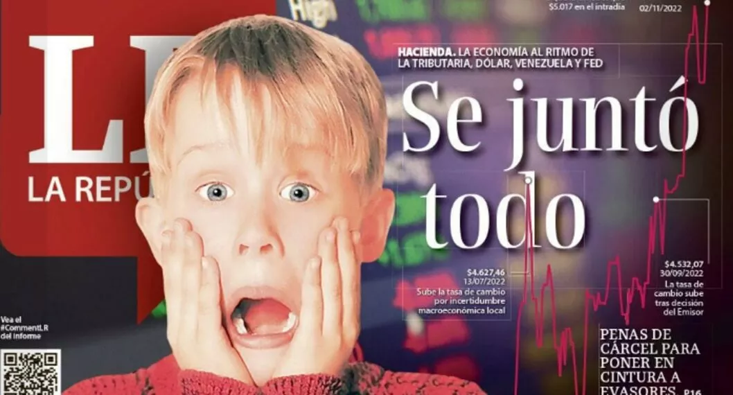 Diario La República publica portada sobre la crisis económica que vive Colombia y usa al protagonista de 'Mi pobre angelito'.