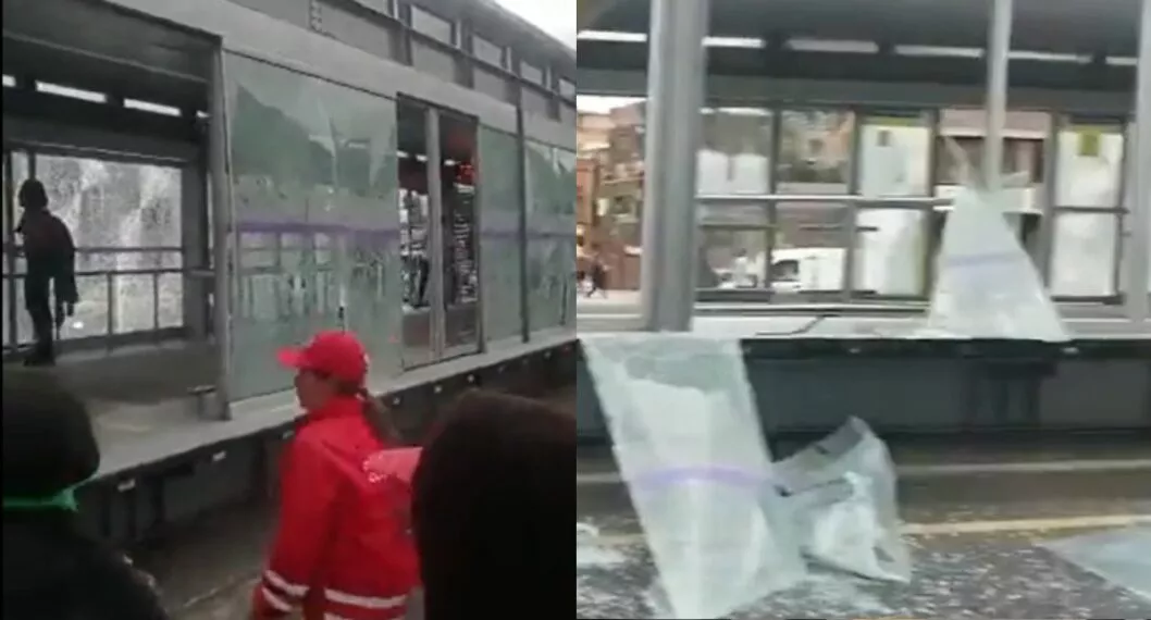 Estaciones y buses de Transmilenio fueron vandalizados durante protestas en Bogotá por el caso de la joven abusada.