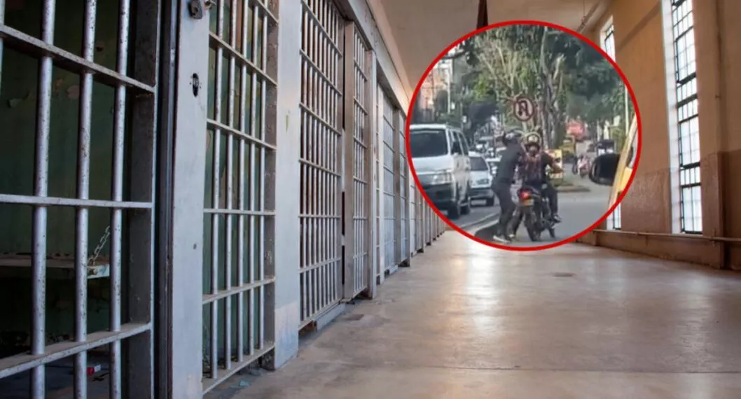Motociclista lanzó paquetes al interior de una cárcel en Bucaramanga; sería droga.