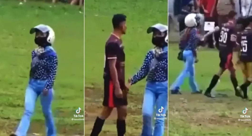 Fotos de mujer que sacó a su novio de partido de fútbol por no pedirle permiso.