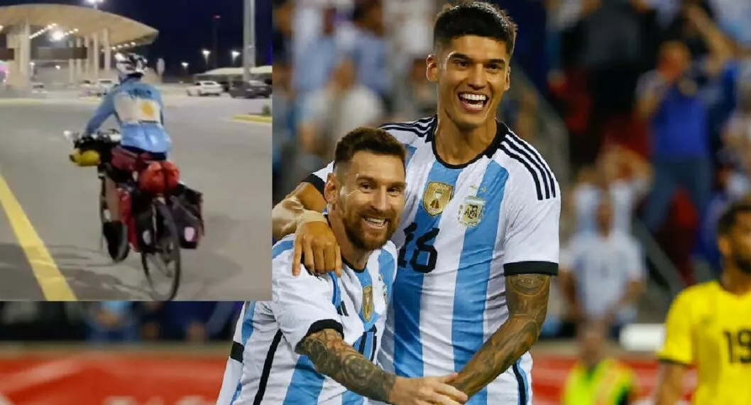 Foto de Lionel Messi y Lionel Messi a propósito de 4 hinchas argentinos que llegaron a Catar en bicicleta