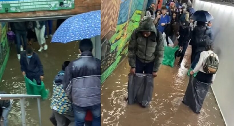 Túnel de la Universidad Javeriana inundado por las lluvias del 10 de noviembre del 2022 en Bogotá.