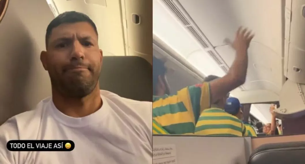 El ‘Kun’ Agüero viajó juntó a hinchas de Brasil en un avión dirigido a Qatar y mostró u sufrimiento en video.