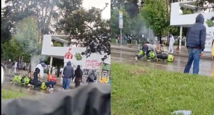 Foto de moto incinerada en la Universidad Nacional, por parte de encapuchados