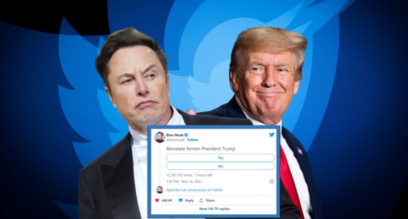Elon Musk lanzó una encuesta en Twitter para consultar si debería activar la cuenta de Donald Trump.