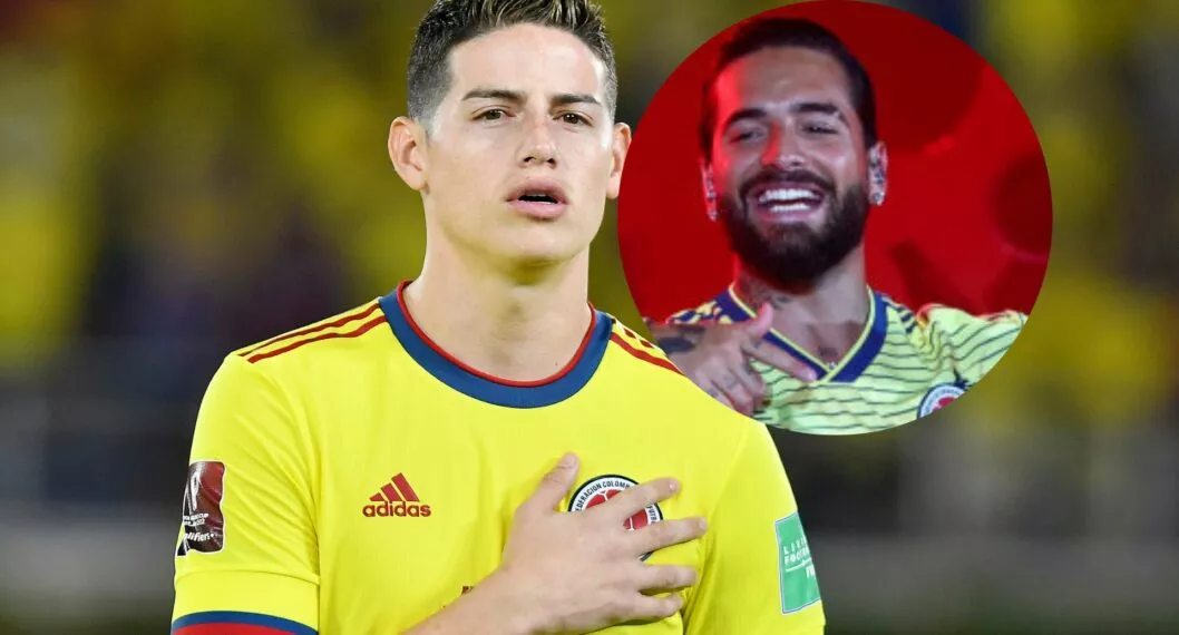Fotos de James Rodríguez y Maluma, en nota de memes de Maluma en Qatar 2022 metieron hasta a Selección Colombia por concierto