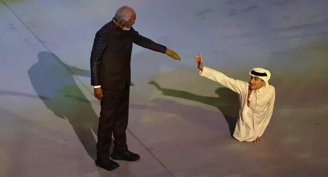 Foto de Morgan Freeman y Ghanim Al Muftah, en nota de Qatar 2022: español dijo que discapacitado en inauguración parecía mono (video)