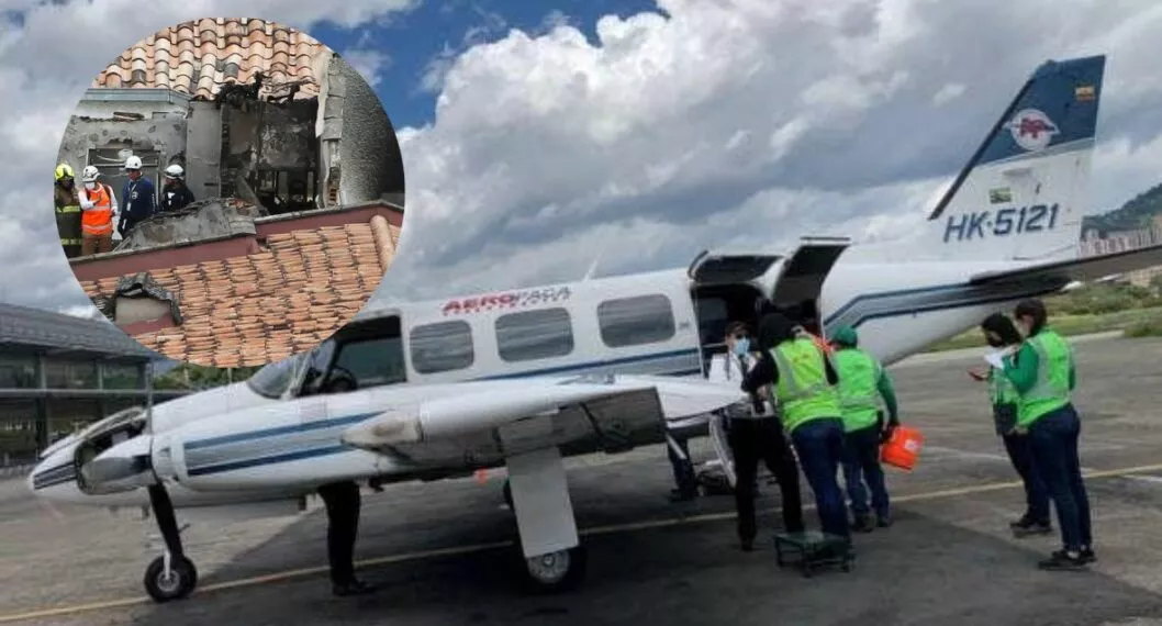 Imagen de la avioneta accidentada en Medellín, pro número del avión está bloqueado por gana gana