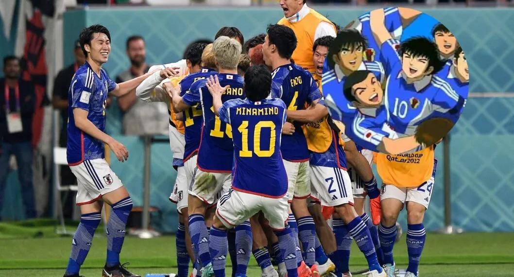 Fotos de festejo de Japón e imagen de 'Supercampeones', en nota de Qatar 2022 memes por triunfo de Japón ante Alemania metieron a Oliver en burlas