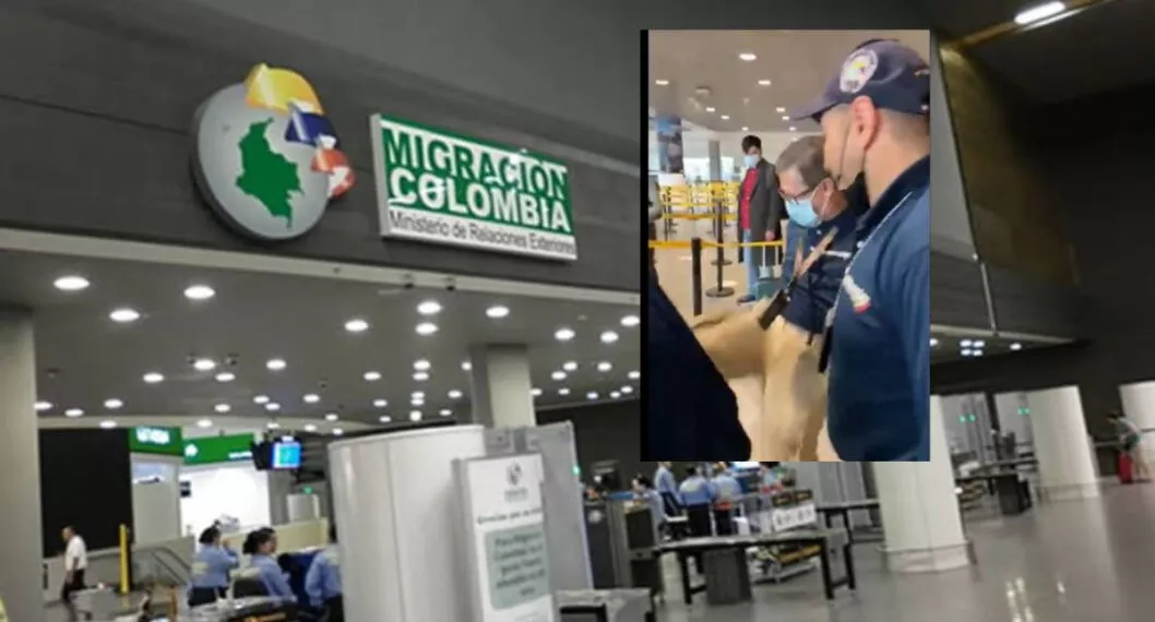 Funcionario de Migración Colombia agarró a patadas a un viajero en el aeropuerto El Dorado. Una mujer grabó la agresión. 