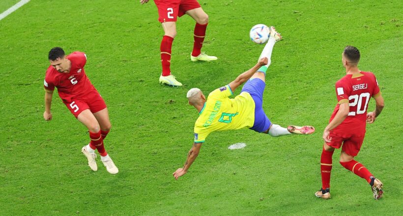 Richarlison ha practicado la jugada del gol que le marcó a Serbia en Qatar 2022