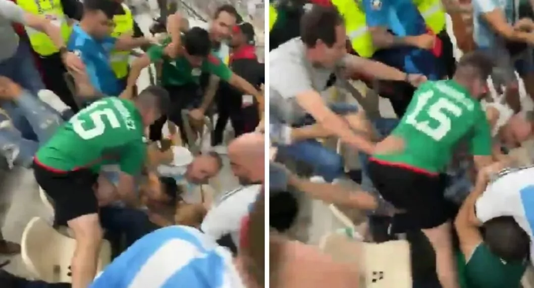 Hinchas de Argentina y México se pelearon a puños en el estadio (video)