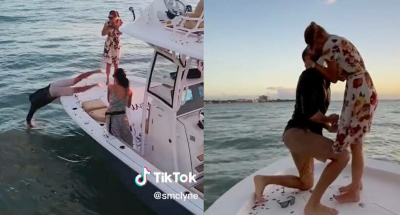 Foto de hombre que se le cayó anillo de compromiso al agua y fue viral en TikTok