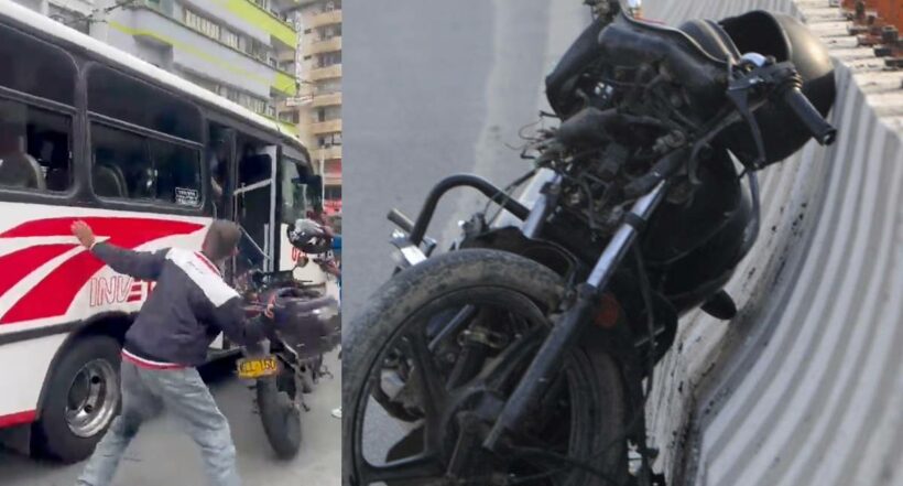 Foto de contexto de una moto accidentada a propósito de pelea entre conductores en Medellín