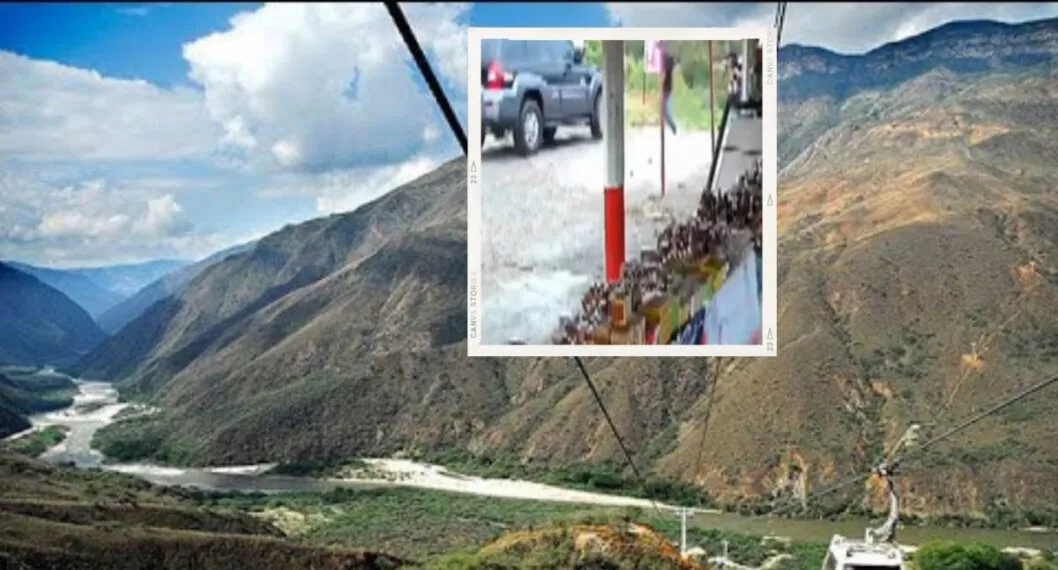 Pareja de turistas se bajó a tomar fotos del cañón de Chicamocha y su carro cayó al abismo al no darse cuenta que no habían puesto el freno de mano.