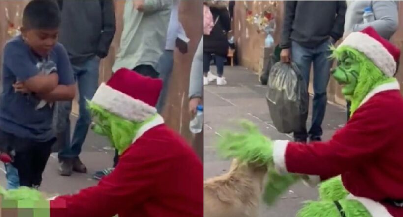 Foto de hombre disfrazado de 'Grinch' que insultó a niño, en México